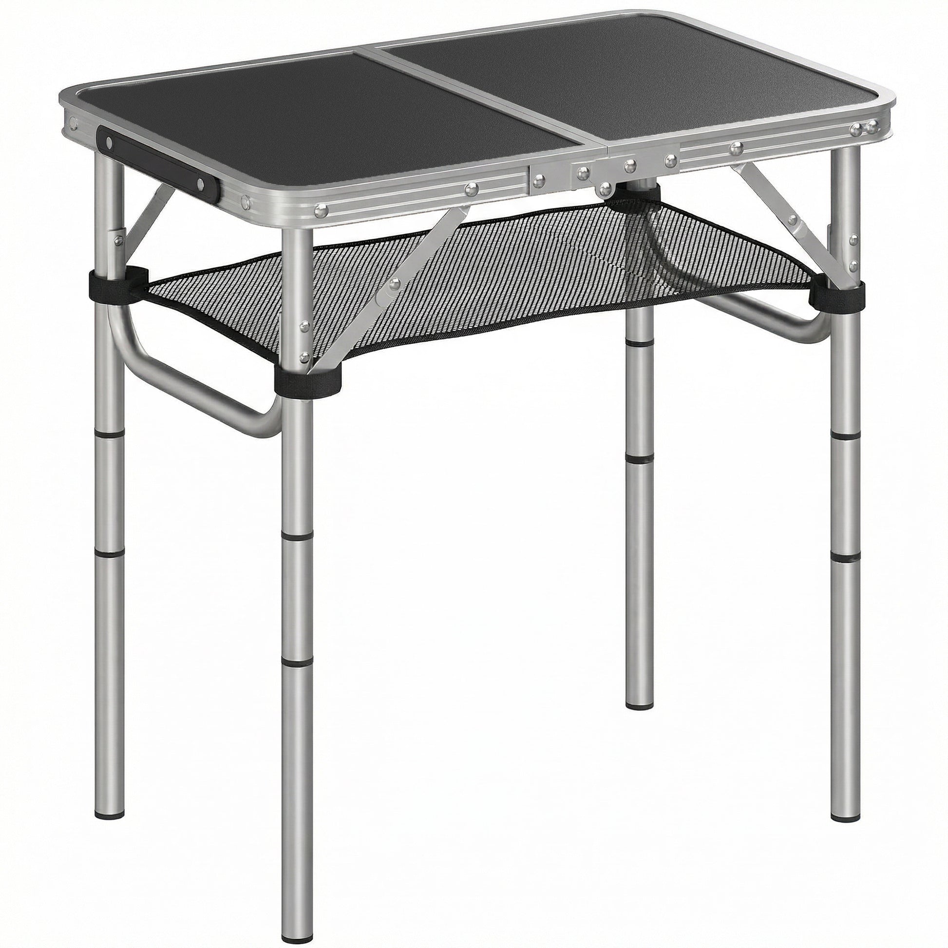 Outsunny Mesa Plegable Camping 60x40x60 Cm Altura Ajustable En 4 Niveles Negro_0