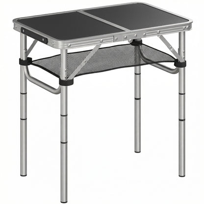 Outsunny Mesa Plegable Camping 60x40x60 Cm Altura Ajustable En 4 Niveles Negro_0