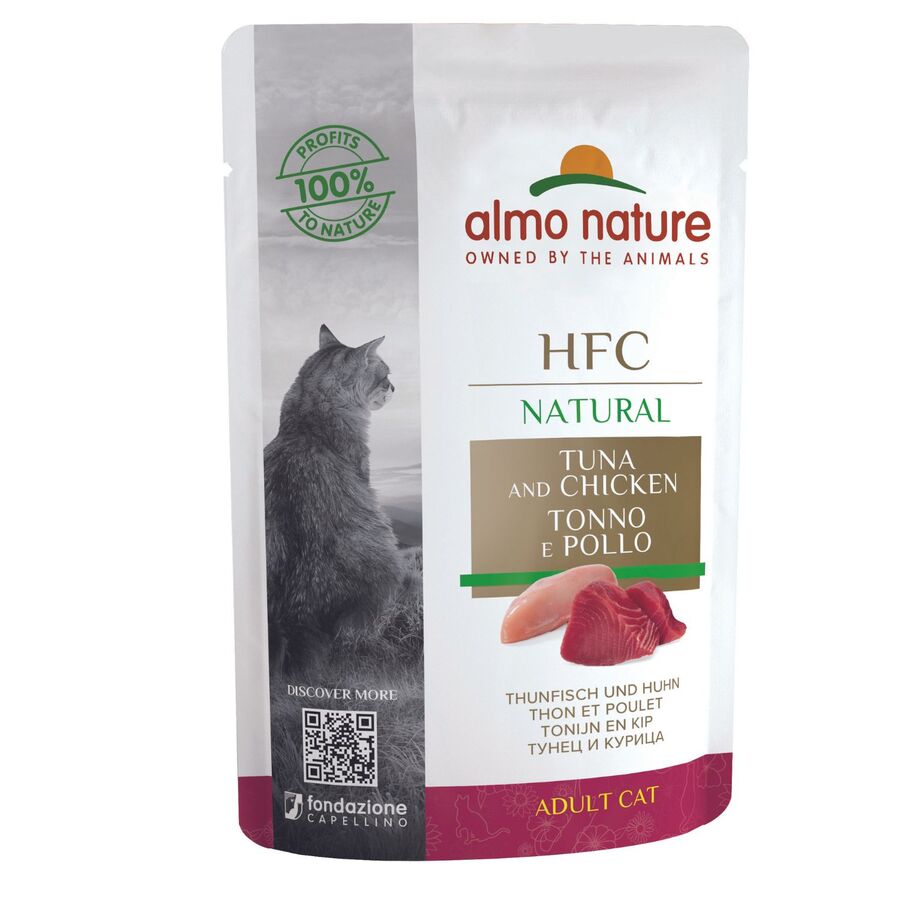 24ux55gr Sobre De Comida Natural Almo Para Gato Hfc De Atun Y Pollo_0