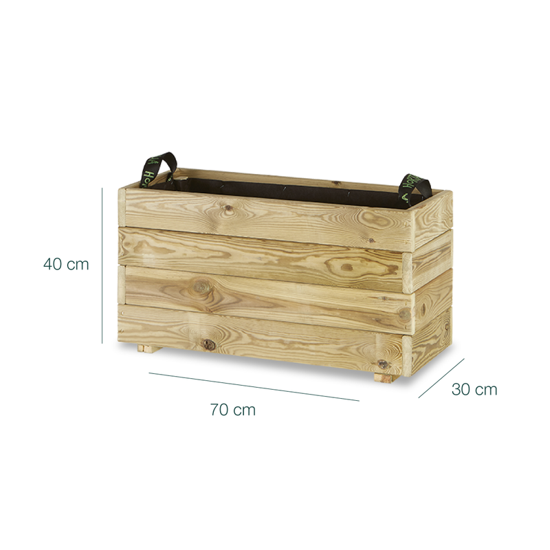 Jardinera Rectangular De Madera Tratada 70x30x40 Cm Ghio Hortalia_5