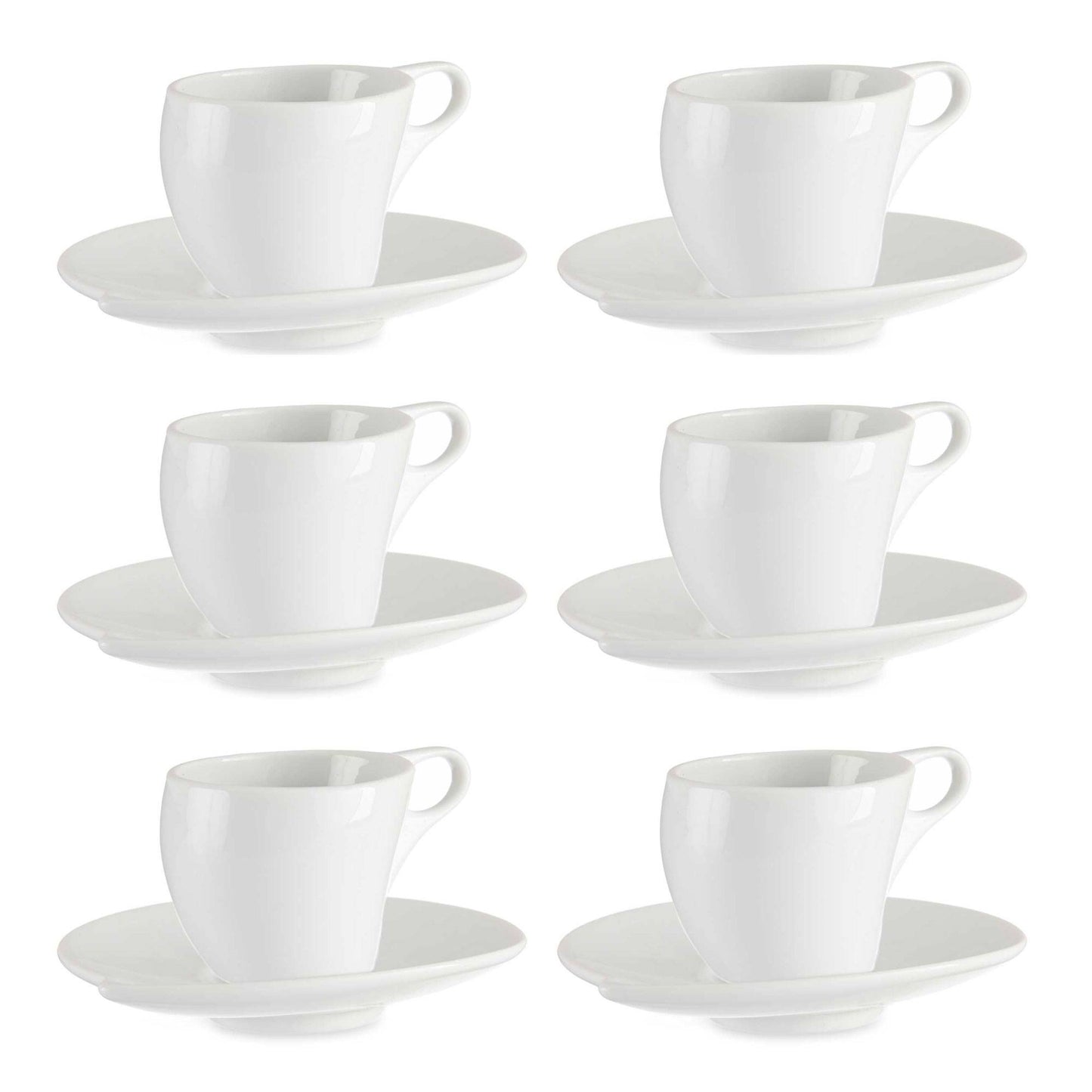 Set 6 Tazas Porcelana Blanca C Plato 120 Colección Vessia_0