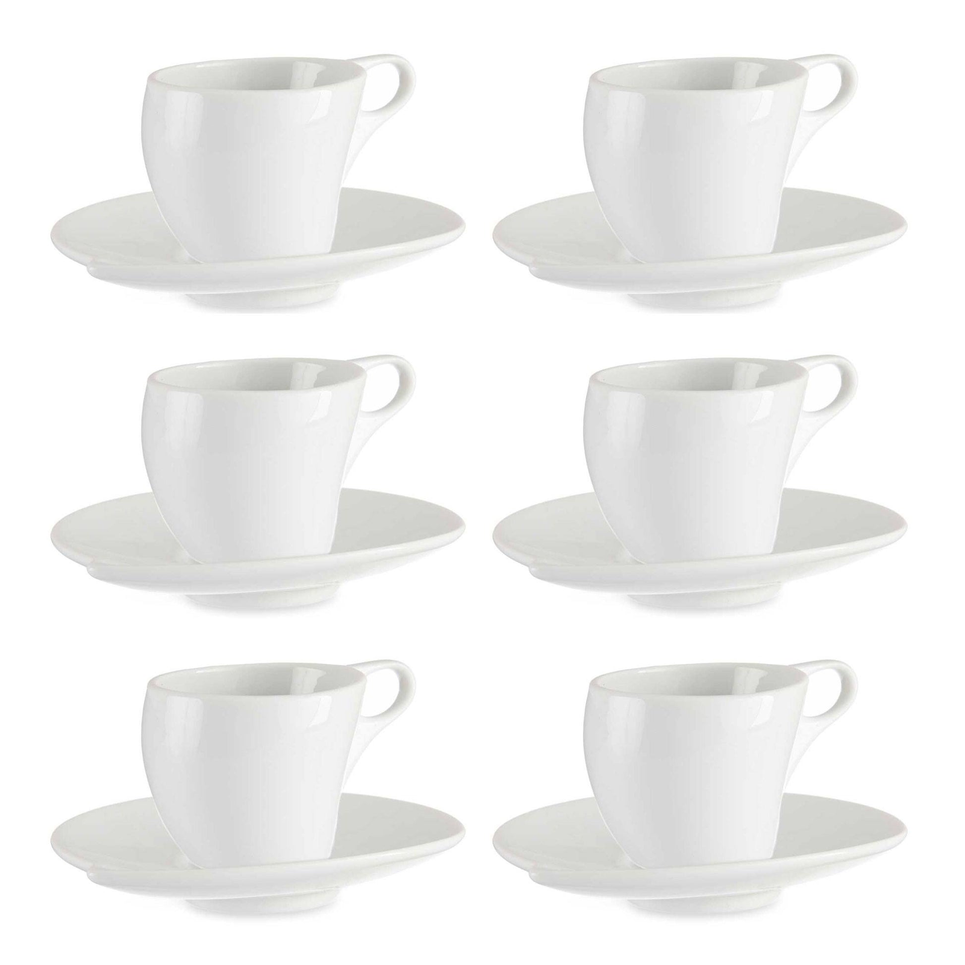 Set 6 Tazas Porcelana Blanca C Plato 120 Colección Vessia_0
