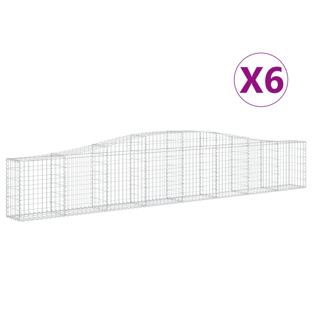 Cestas De Gaviones 6 Uds Forma De Arco Hierro 400x30x60/80 Cm_0