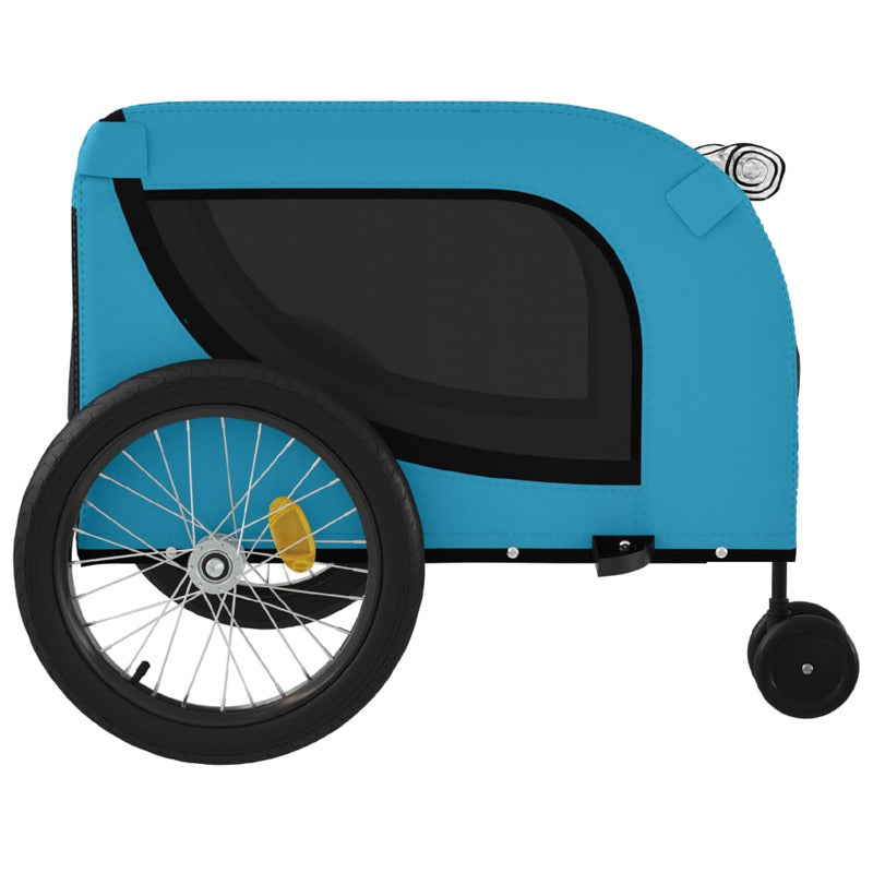 Vidaxl Remolque De Bicicleta Mascotas Hierro Tela Oxford Azul Negro_5