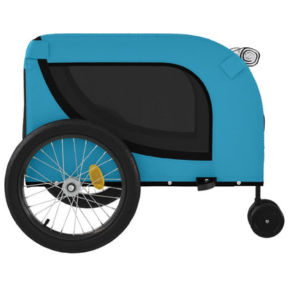 Vidaxl Remolque De Bicicleta Mascotas Hierro Tela Oxford Azul Negro_5