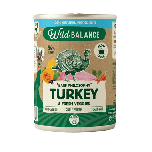 Menú completo BARF de Pavo para perros, Wild Balance, 400 g