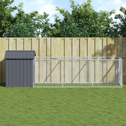 Caseta Perros Con Tejado Acero Galvanizado Gris 117x405x123 Cm_1