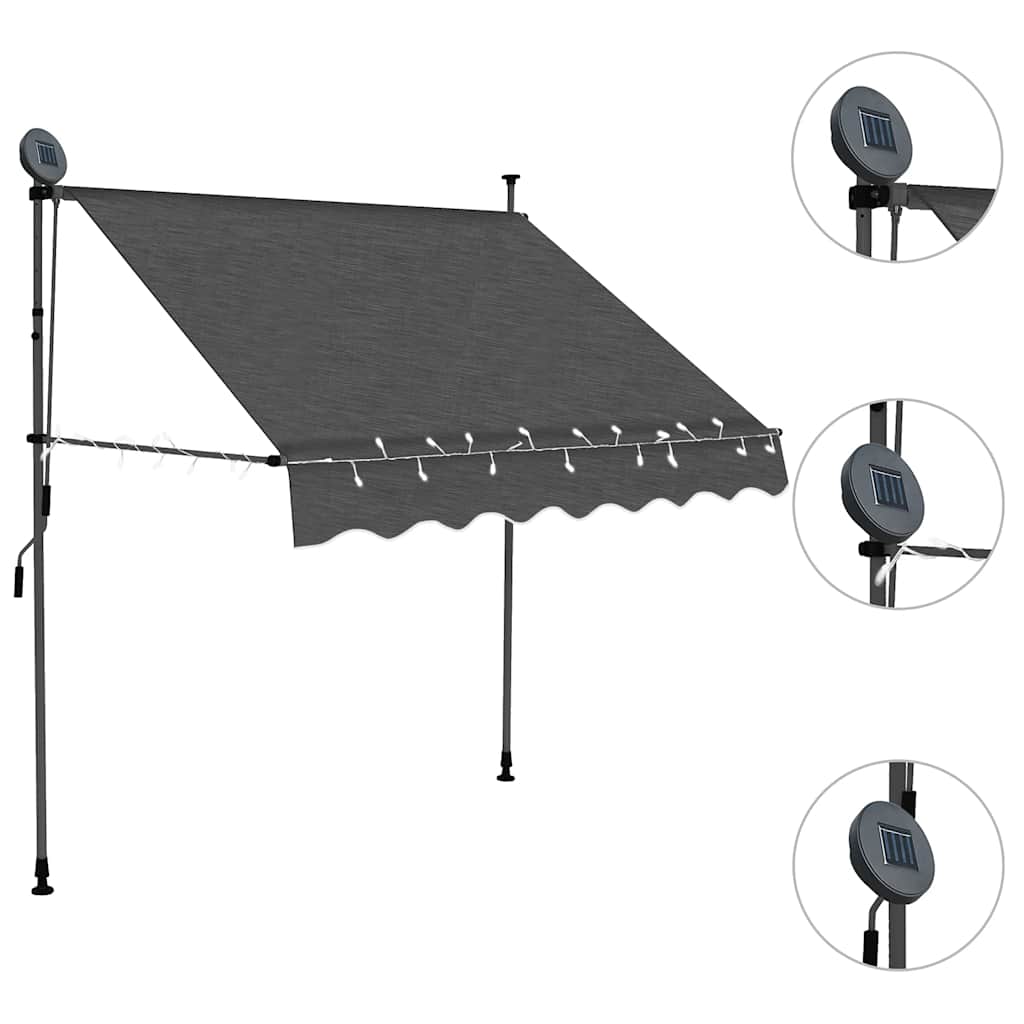 Toldo Manual Retráctil Con Led Gris Antracita 200 Cm_2