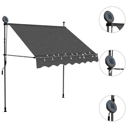 Toldo Manual Retráctil Con Led Gris Antracita 200 Cm_2