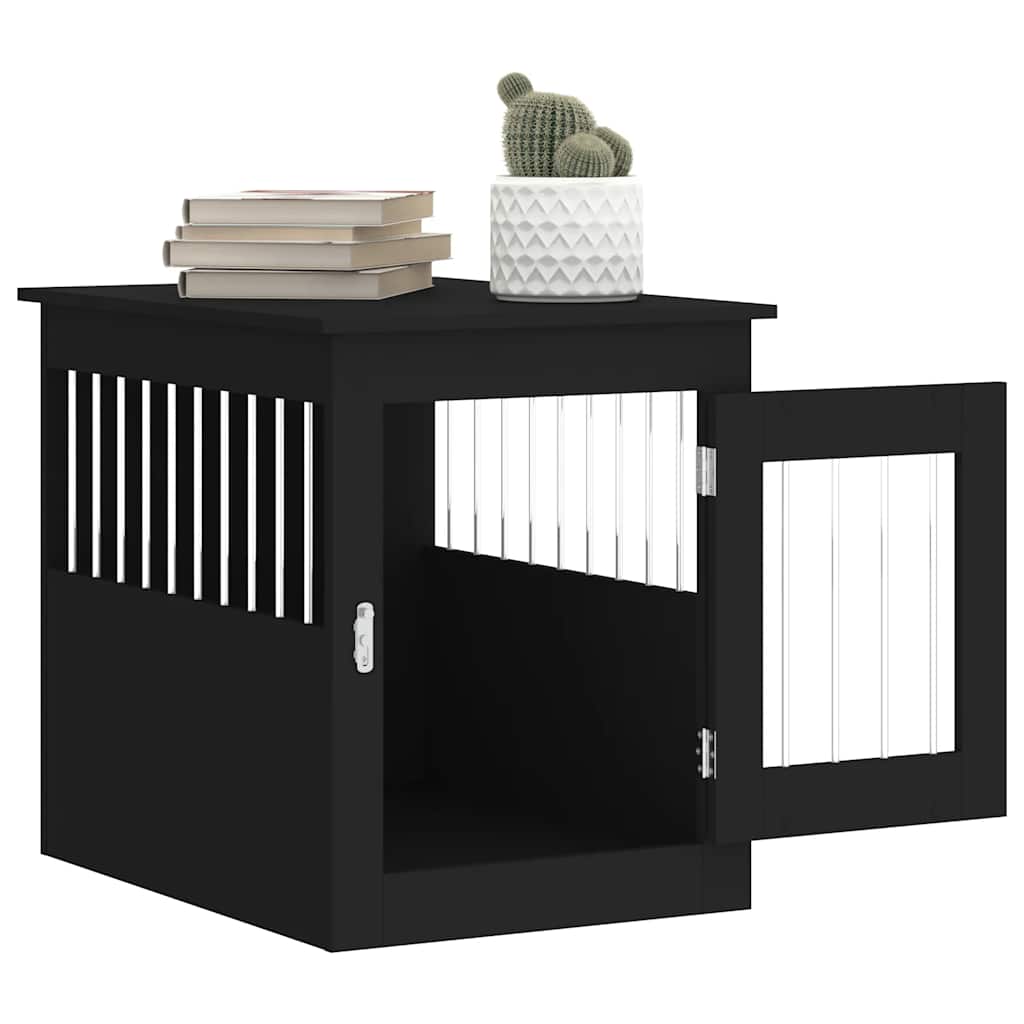 Jaula Para Perros Madera De Ingeniería Negro 55x75x65 Cm_4