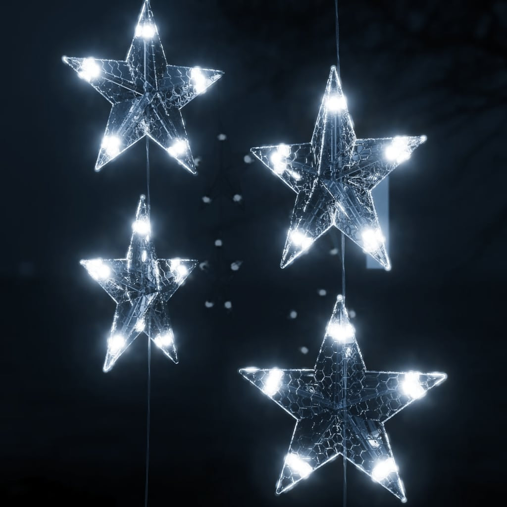 Vidaxl Cortina De Luces Estrellas 200 Leds Blanco Frío 8 Funciones_4