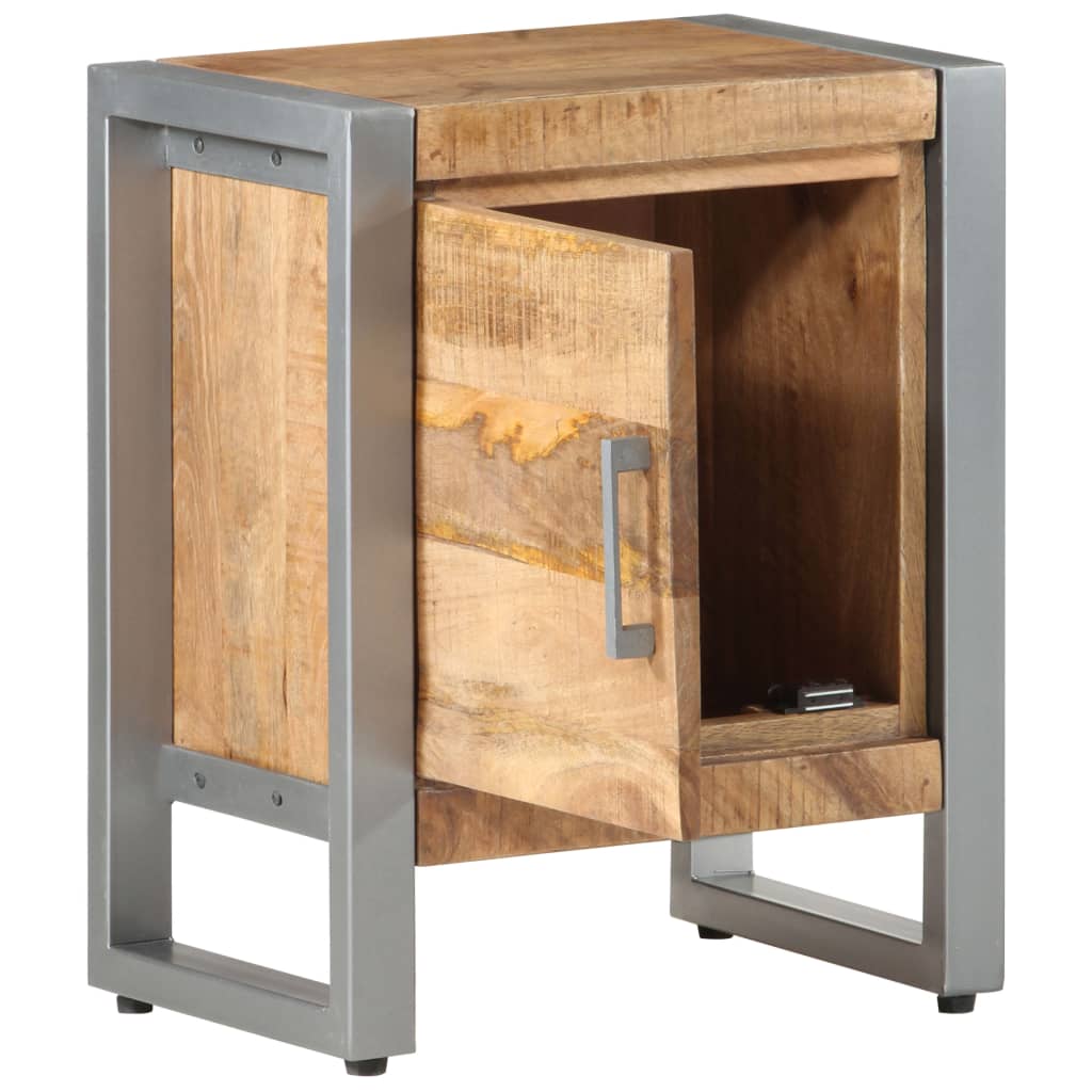 Mesita De Noche De Madera De Mango Rugosa 40x30x50 Cm_1