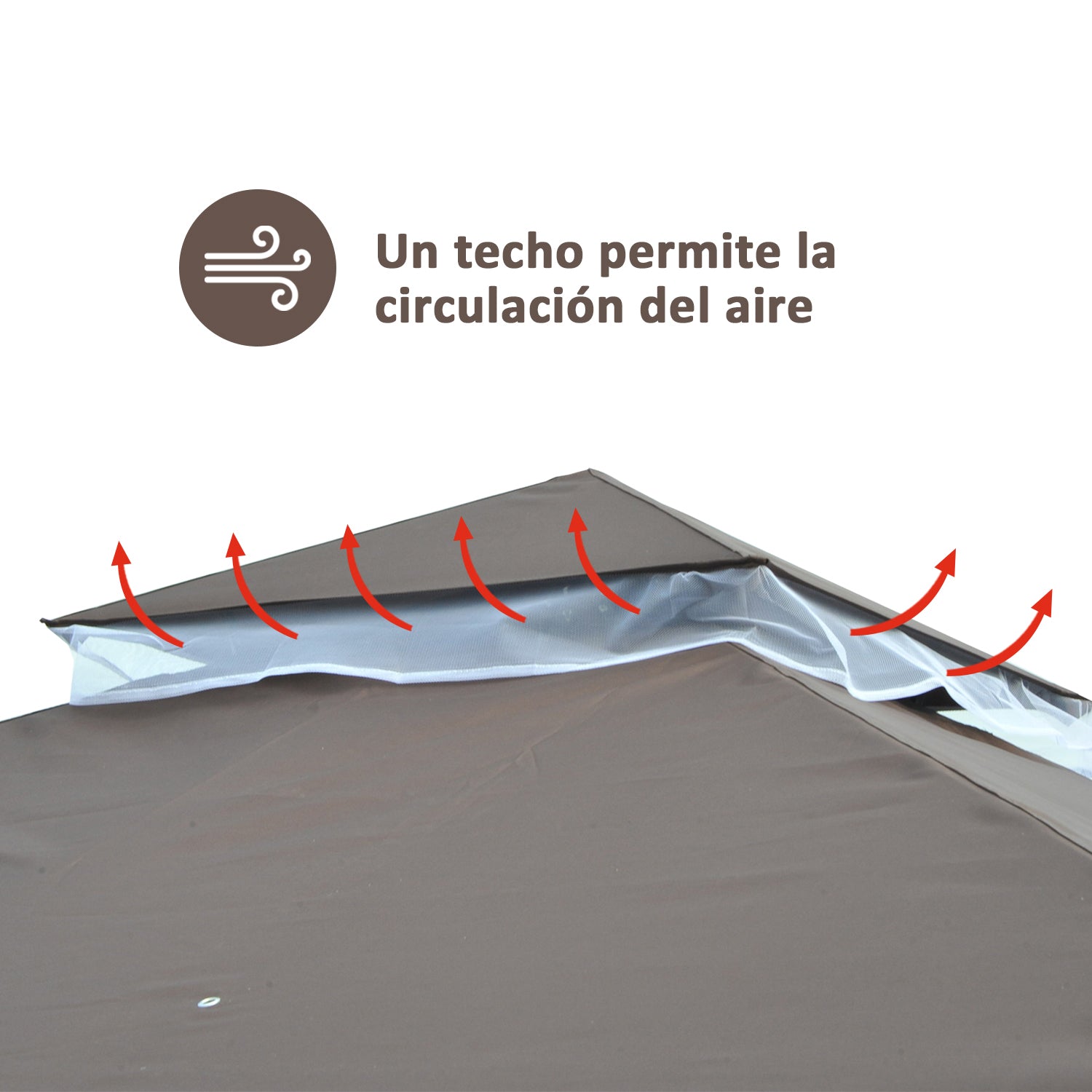 Outsunny Carpa Jardín Terraza 3x3m Cenador Con Mosquitera Gazebo Color Café_5