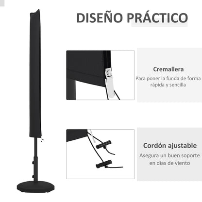 Outsunny Funda Para Sombrilla De Jardín Impermeable Tela Oxford 420d Negro_4