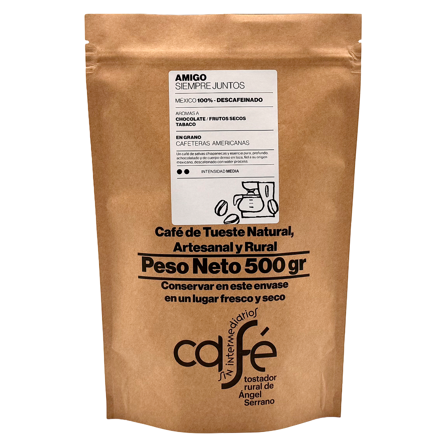 Cafe Sin Intermediarios Café Descafeinado Amigo En Grano Para Americana 500 G_0