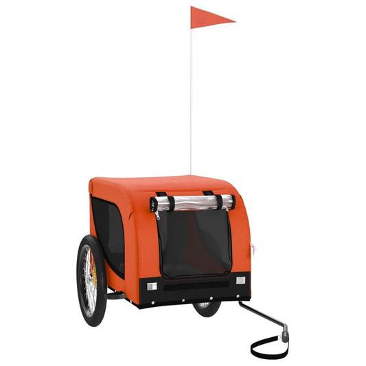 Vidaxl Remolque De Bicicleta Mascotas Hierro Tela Oxford Naranja Negro_0