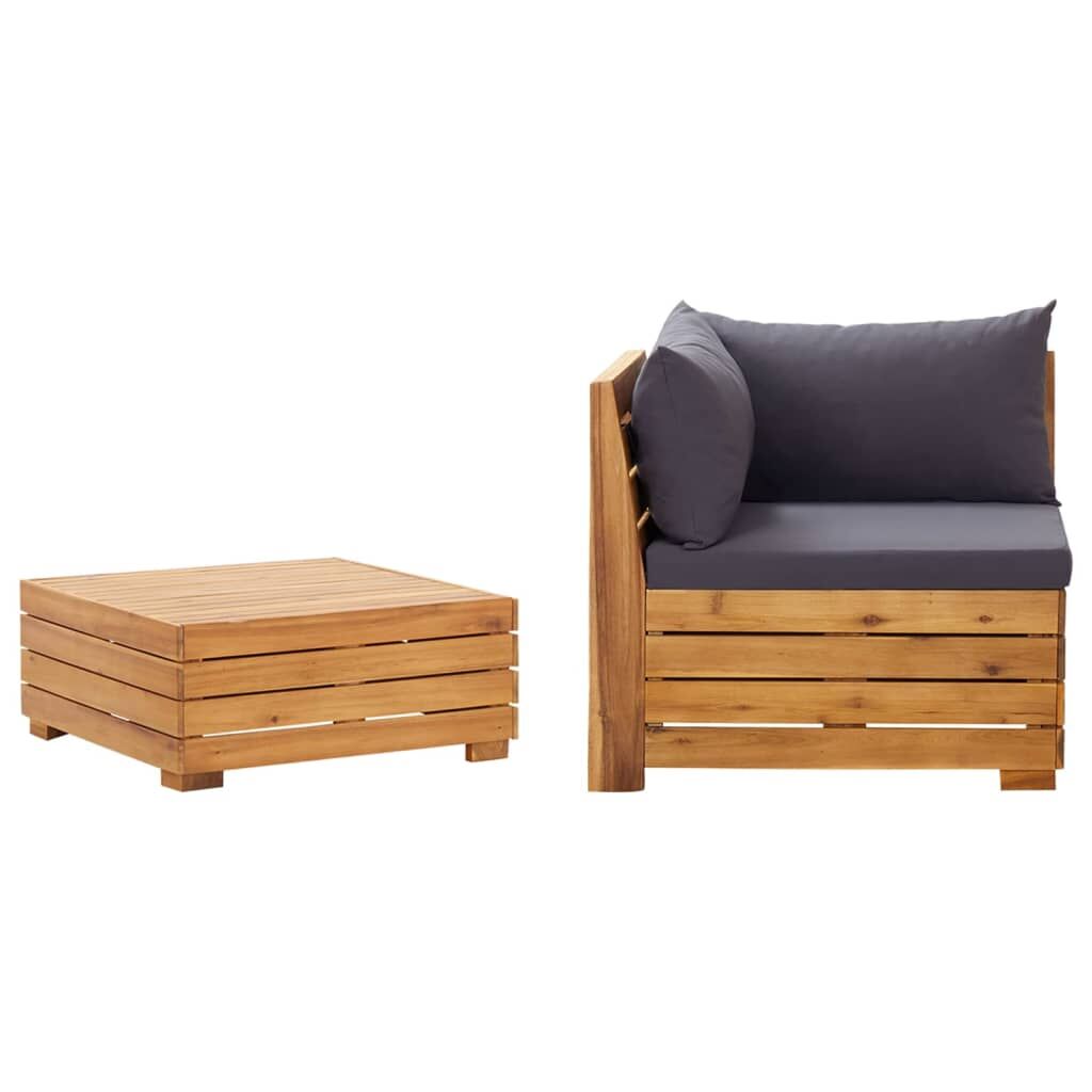 Vidaxl Muebles De Jardín 2 Piezas Con Cojines Madera Maciza De Acacia_0