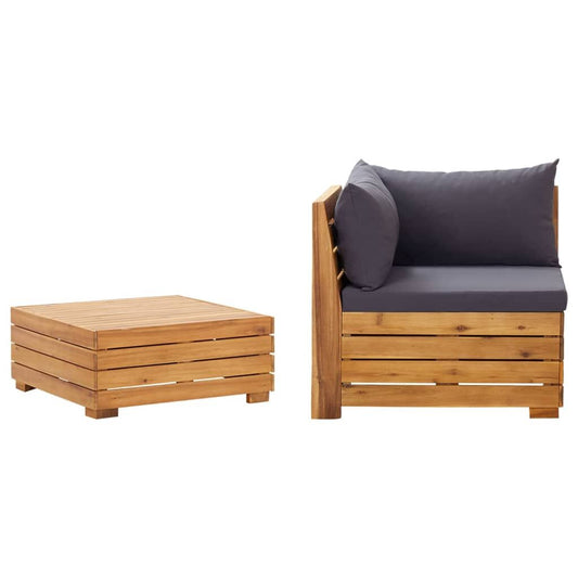 Vidaxl Muebles De Jardín 2 Piezas Con Cojines Madera Maciza De Acacia_0