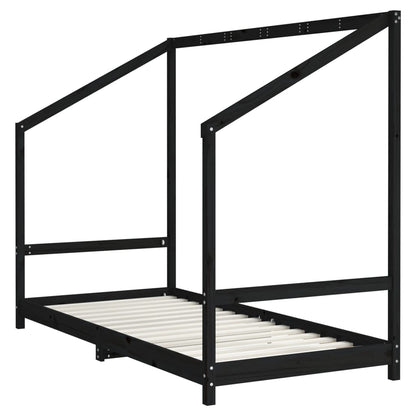 Estructura De Cama Para Niños Madera Pino Negro 2x(90x200) Cm / Vetonek_3