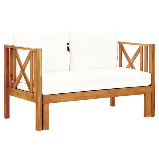 Vidaxl Banco De Jardín 2 Plazas Con Cojines Madera Maciza Acacia 122cm_0