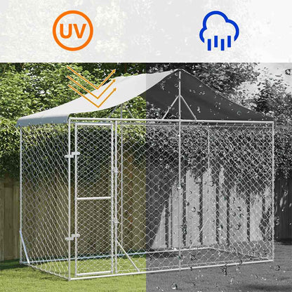 Vidaxl Perrera Exterior Con Toldo Acero Galvanizado Plata 3x1,5x2,5 M_4
