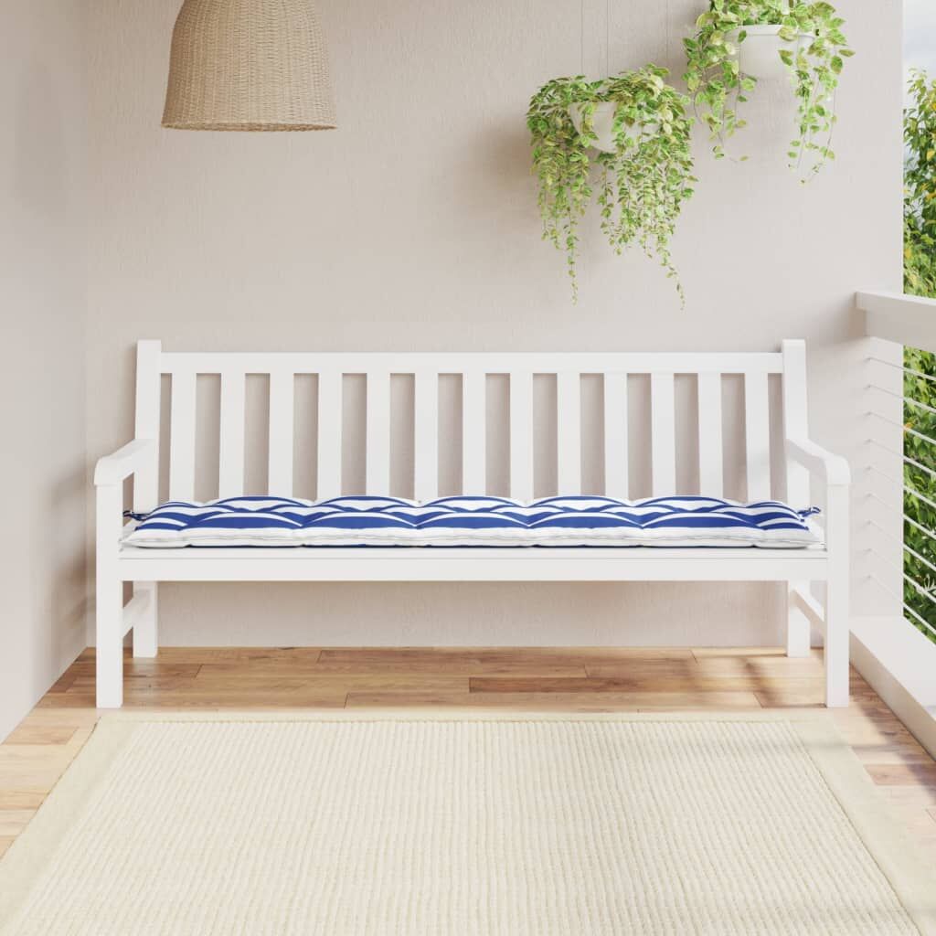 Vidaxl Cojín Banco Jardín Tela Oxford A Rayas Azul Y Blanco 180x50x7cm_1