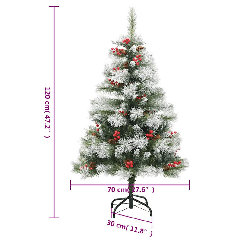 Vidaxl Árbol Navidad Artificial Con Bisagras 150 Led Y Bolas 120 Cm_2