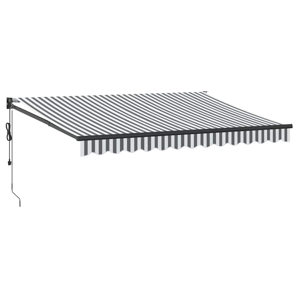 Toldo Retráctil Aluminio Y Tela Antracita Y Blanco 3,5x2,5 M_0
