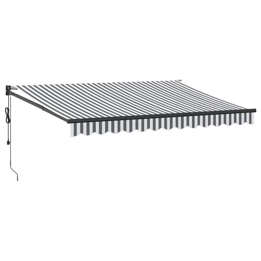 Toldo Retráctil Aluminio Y Tela Antracita Y Blanco 3,5x2,5 M_0