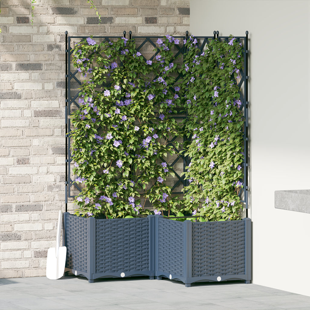 Vidaxl Maceta De Jardín Con Enrejado 3 Pcs Gris 80 X 80 X 143 Cm Pp_1