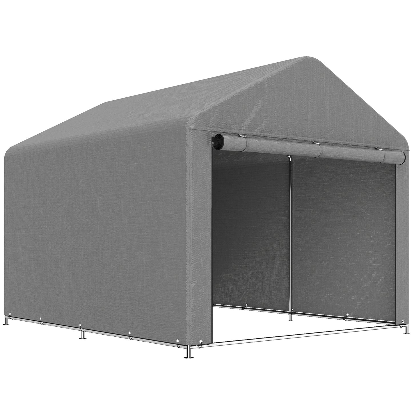 Outsunny Carpa De Jardín Para Herramientas Bicicletas Motos 2,4x2x2 M Gris_0