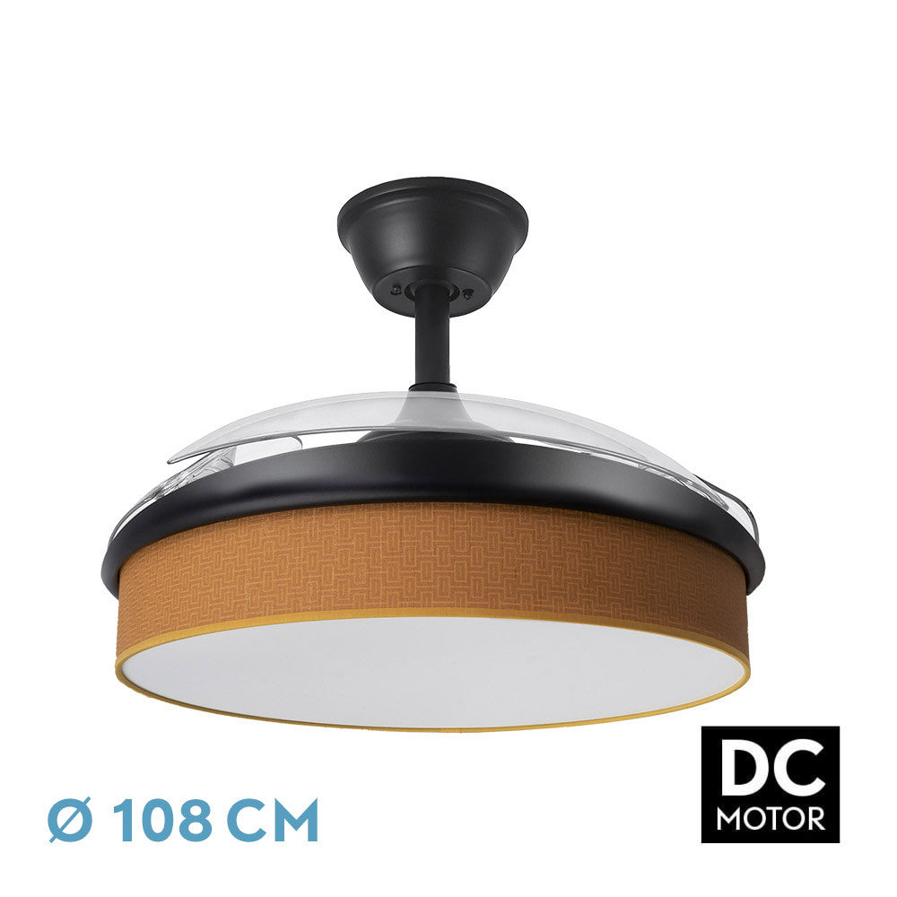 Ventilador Dc Moda 72w Negro/naranja 108d 3aspas 7200lm 3000-4000-6000k Remoto+memoria+temporizador_0