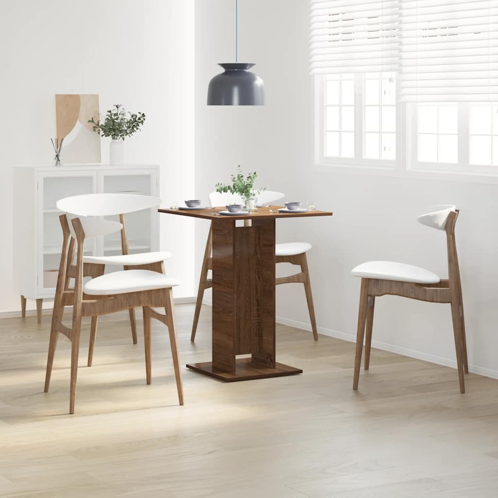 Mesa De Bistró Madera Contrachapada Roble Marrón 60x60x75 Cm_1
