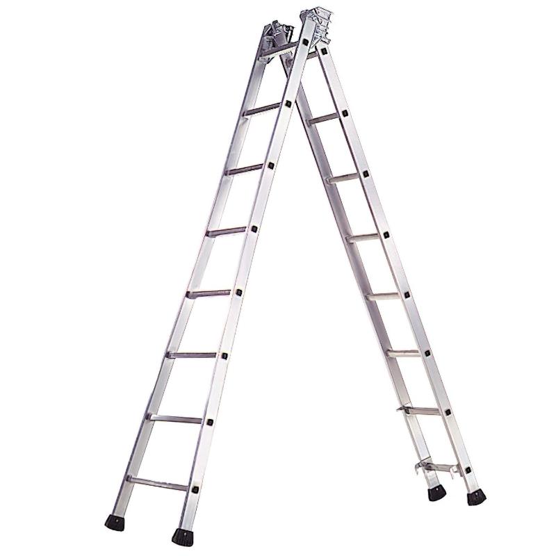 Escalera Aluminio Industrial Pronor 2 Tramos  7+7 Peldaños_0