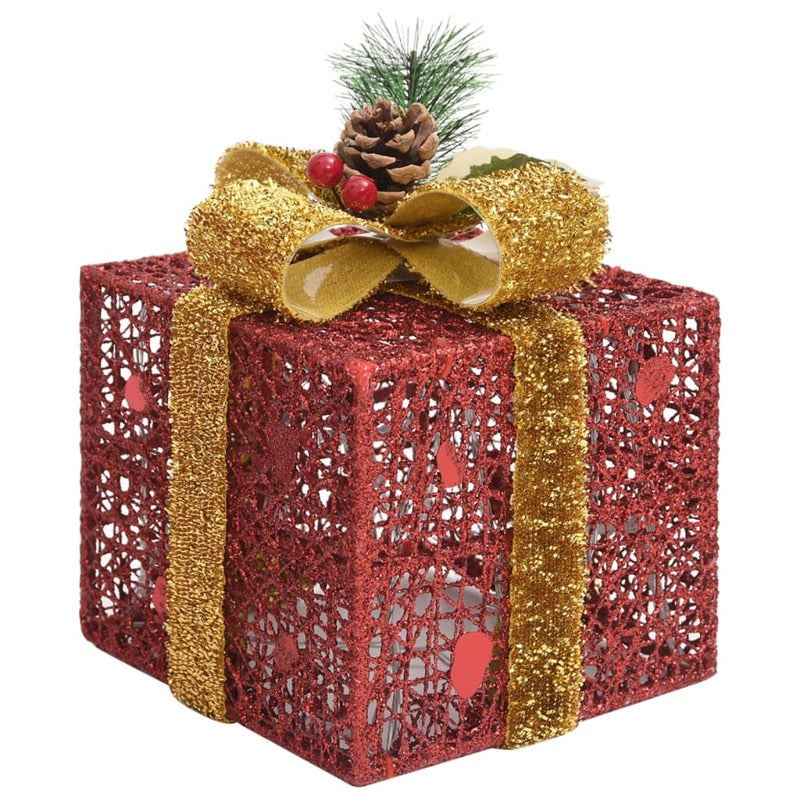 Vidaxl Caja Regalo Decorativa Navidad 3 Pzas Rojo Exterior/interior_5