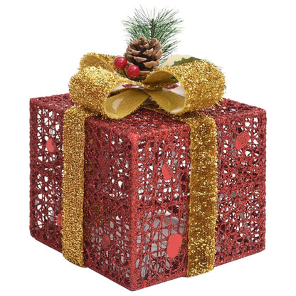 Vidaxl Caja Regalo Decorativa Navidad 3 Pzas Rojo Exterior/interior_5