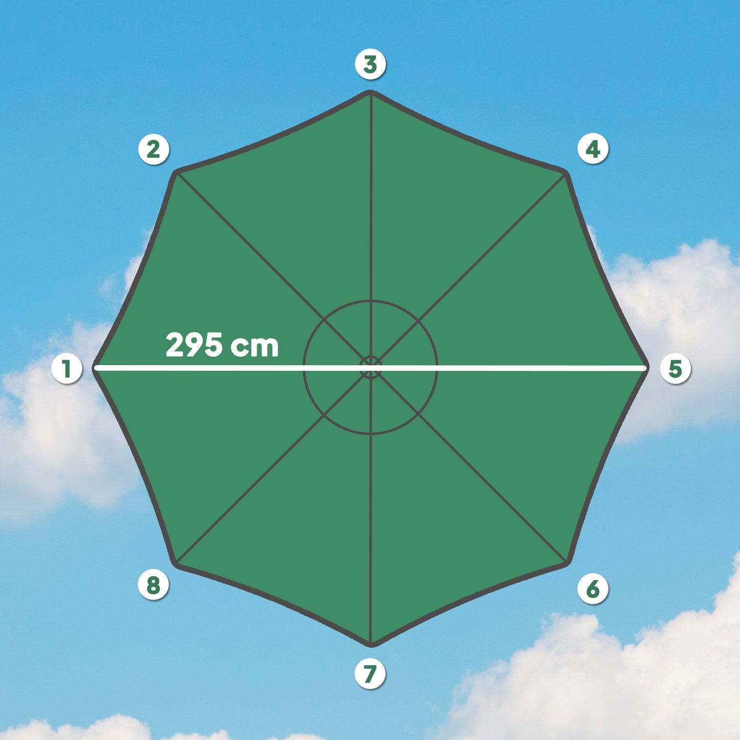 Outsunny Toldo De Recambio De Sombrilla De 3 M Con Ventilación Superior Verde_2