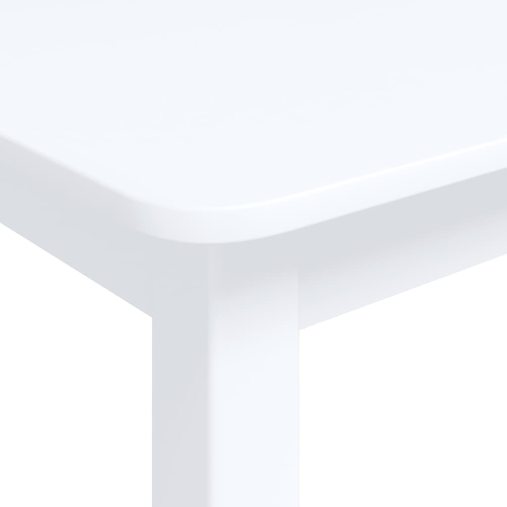 Mesa De Comedor De Madera Maciza De Caucho Blanca 114x71x75 Cm_3