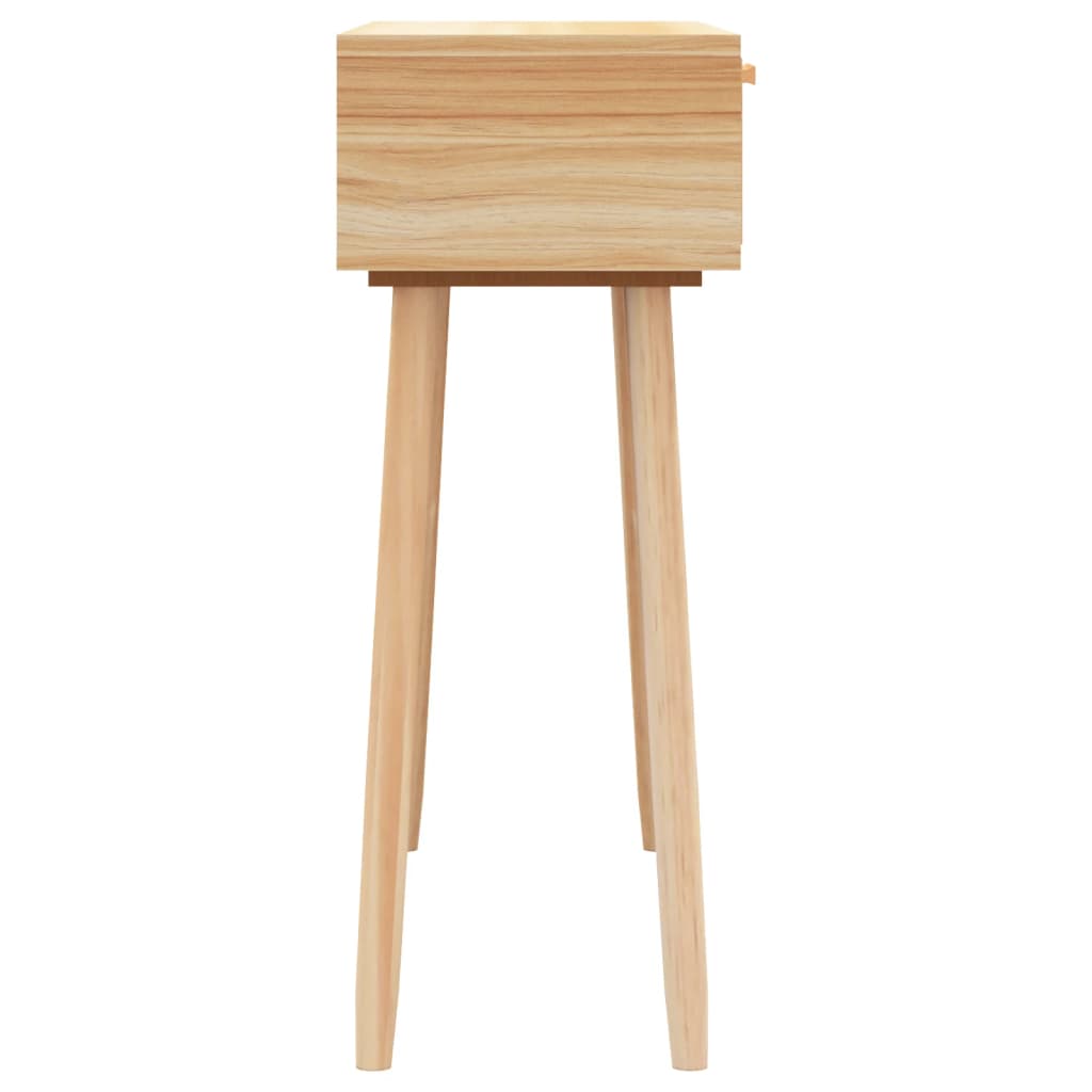 Mesa Consola Madera Pino Maciza Ratán Natural Marrón 80x30x75cm_3