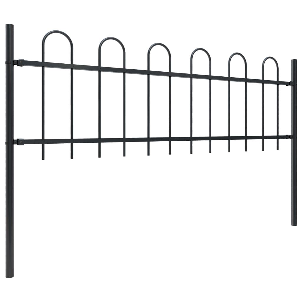 Valla De Jardín Con Puntas De Aro Acero Negro 13,6x0,6 M / Vetonek_1