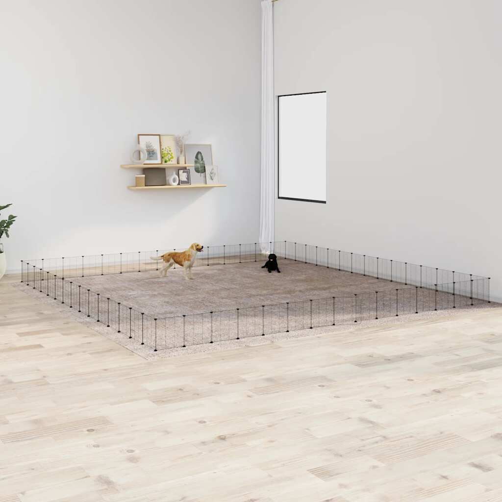 Vidaxl Jaula Para Mascotas De 60 Paneles Puerta Acero Negro 35x35 Cm_1