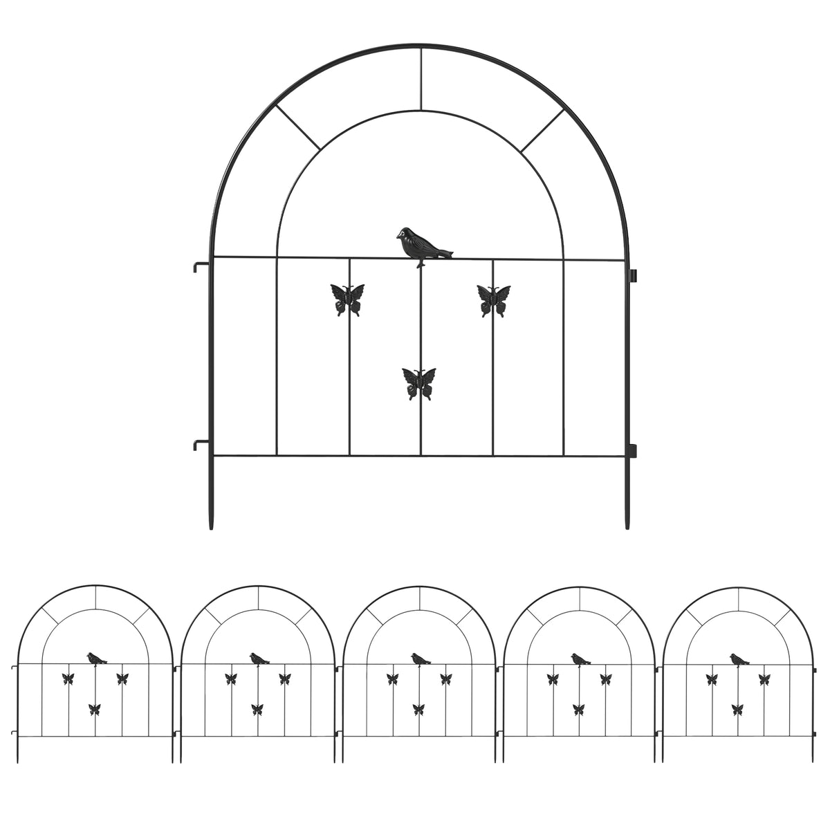 Vedações Para Jardim Outsunny Metal Preto 300x70 Cm_0