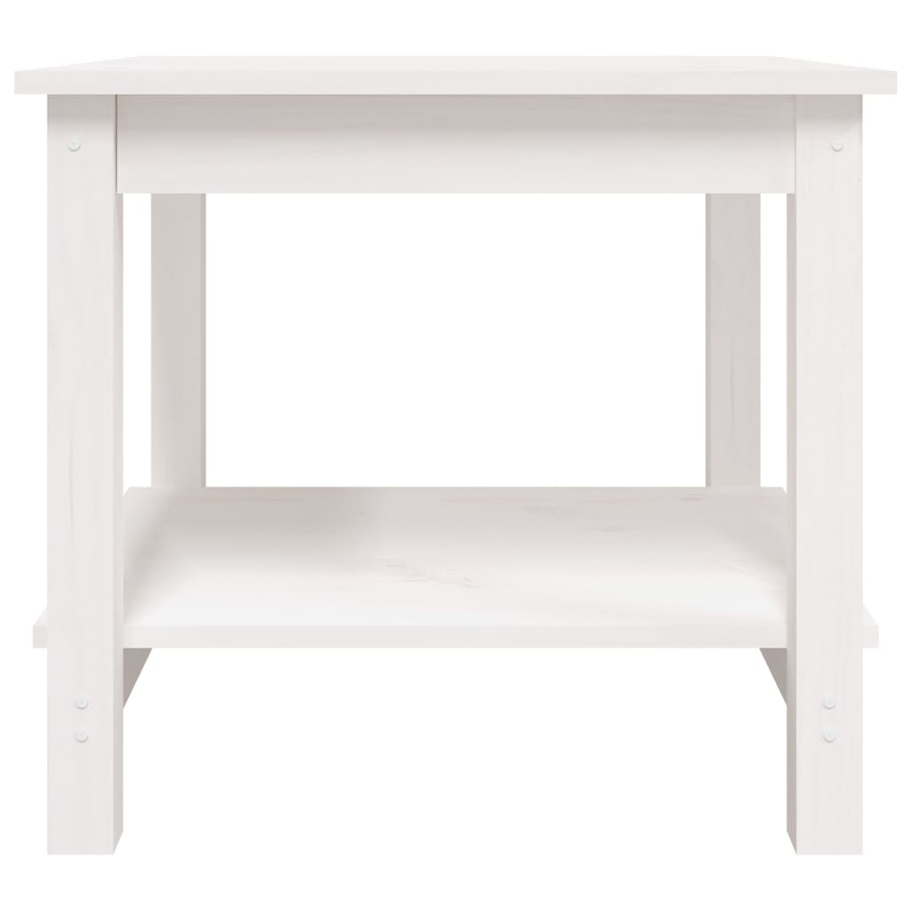 Mesa De Centro De Madera Maciza De Pino Blanca 50x50x45 Cm_3