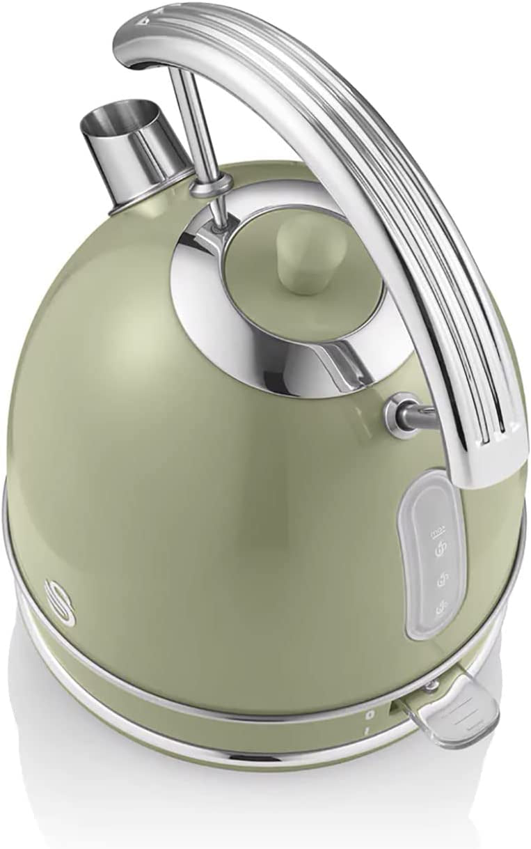 Swan Retro Hervidor Agua Eléctrico, 1,8 L, Resistencia Oculta Acero Inoxidable, Sin Bpa, Inalámbrico, Sk14630gneu,verde_5