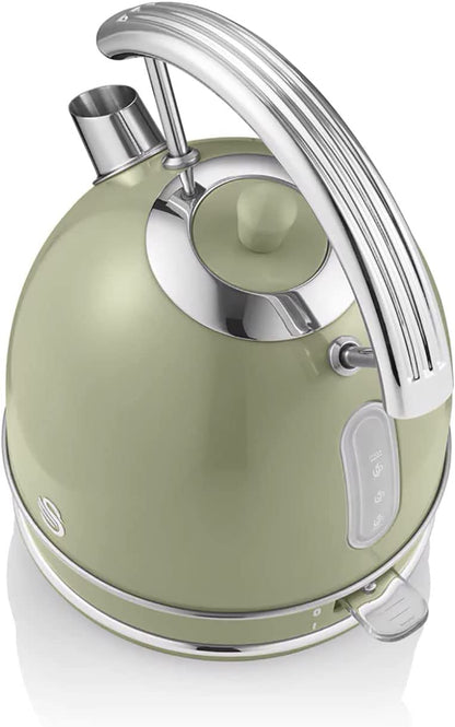 Swan Retro Hervidor Agua Eléctrico, 1,8 L, Resistencia Oculta Acero Inoxidable, Sin Bpa, Inalámbrico, Sk14630gneu,verde_5