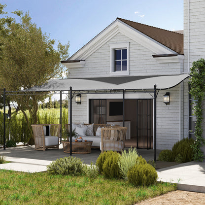Outsunny Pérgola De Pared 3x6 M Con Techo Inclinado Estructura Metálica Gris_1