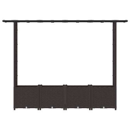 Cama Elevada Con Trellis Y Techo Marrón 203 X 40 X 136 Cm Pp_3