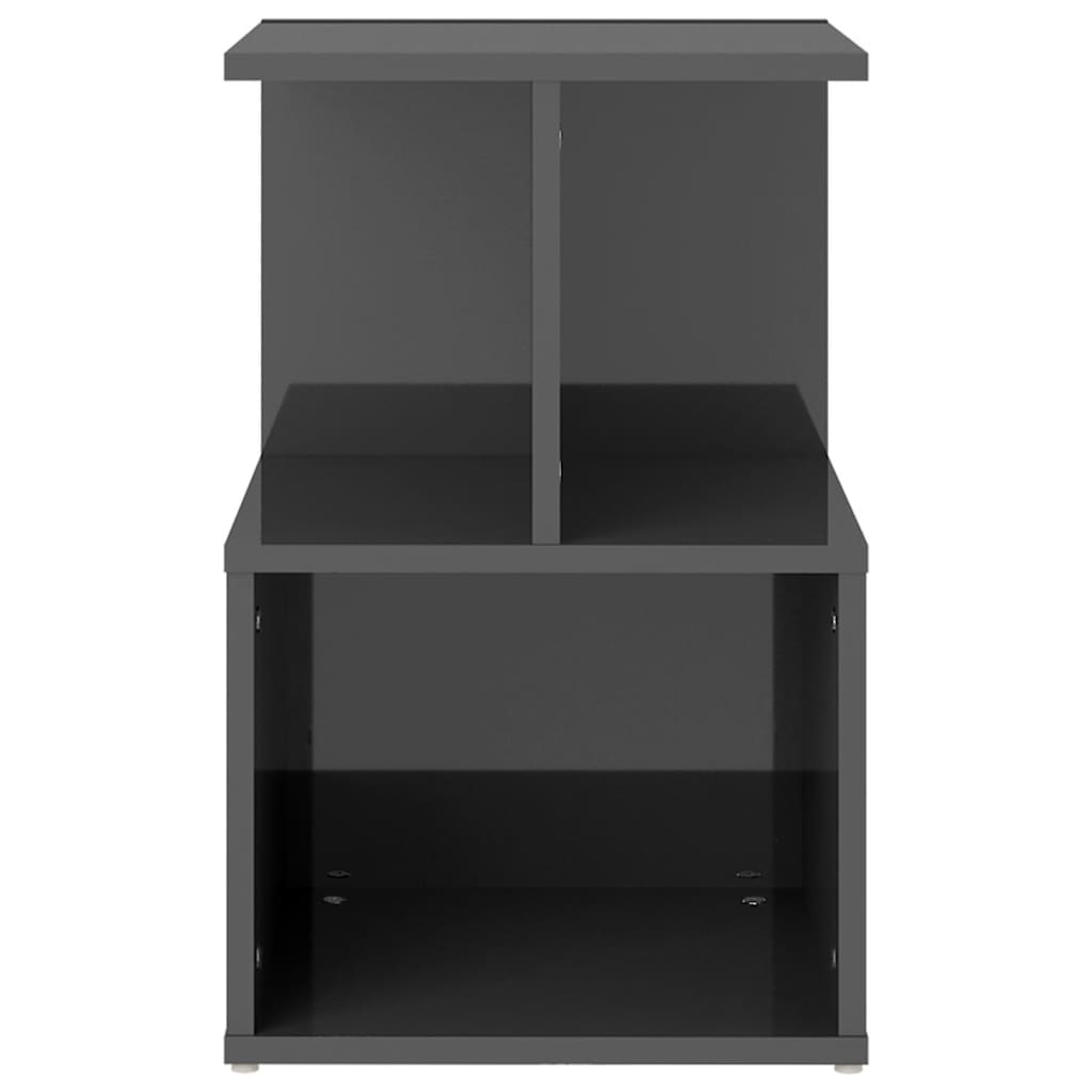 Mesita De Noche Madera De Ingeniería Gris Brillo 35x35x55 Cm_2