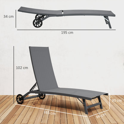Outsunny Juego De 2 Tumbonas Reclinables De Jardín 165x66x102 Cm Gris Oscuro_2