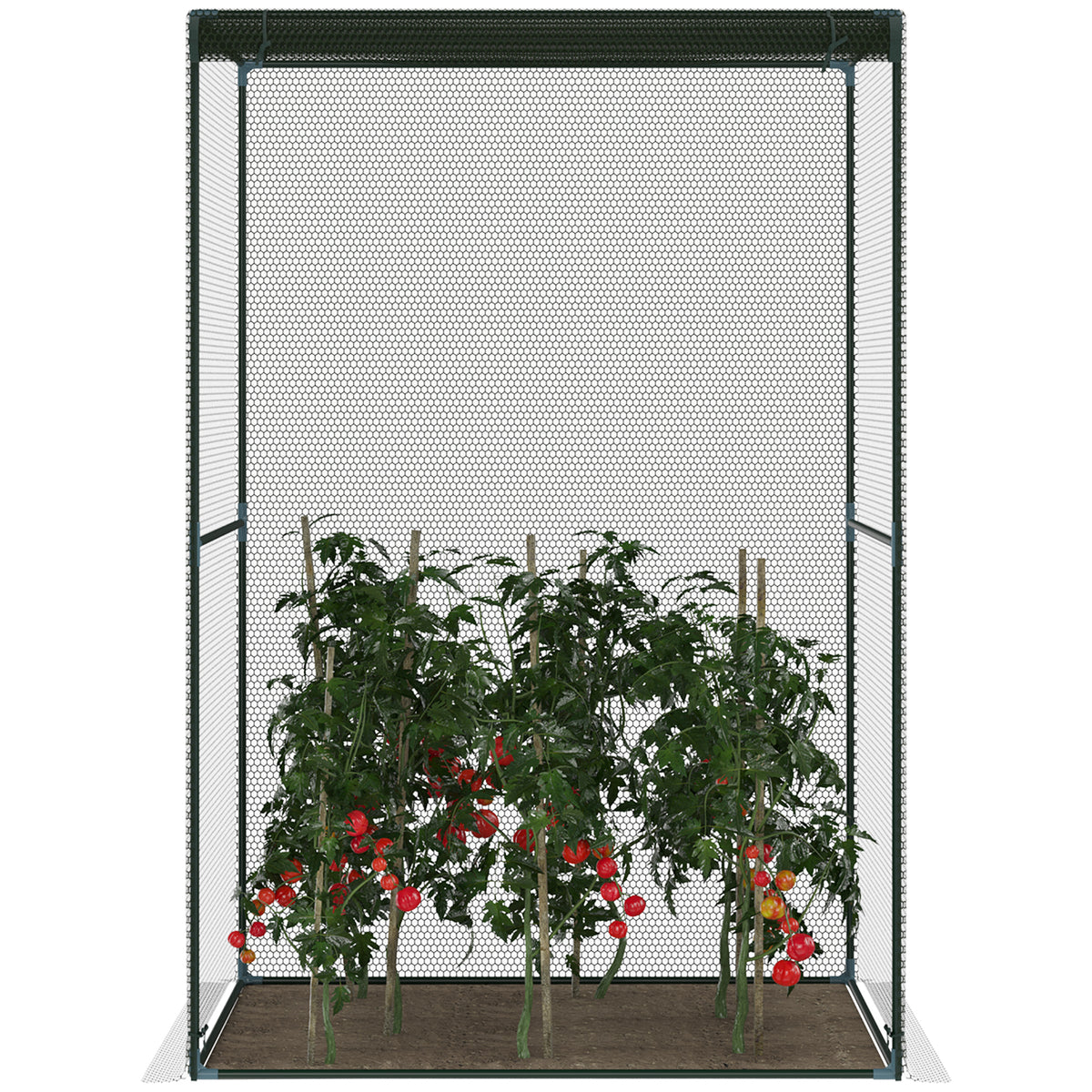 Jaula De Cultivo Con Puerta Enrollable Outsunny 120x120x180 Cm Verde_3